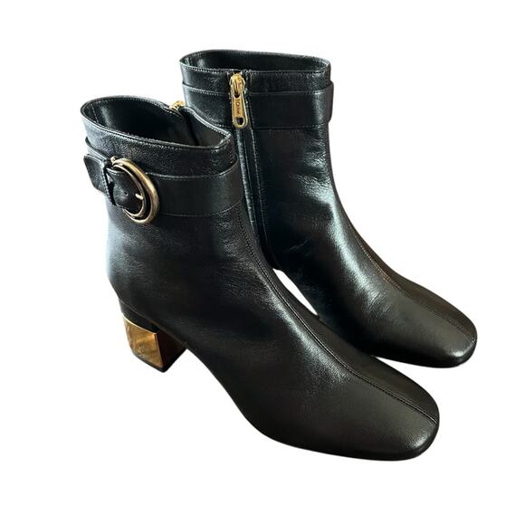 Chloé Alizè Zip Detailed Ankle Boots Goatskin Leather Black NEW EU 39.5 US 9.5 - Picture 2 of 14